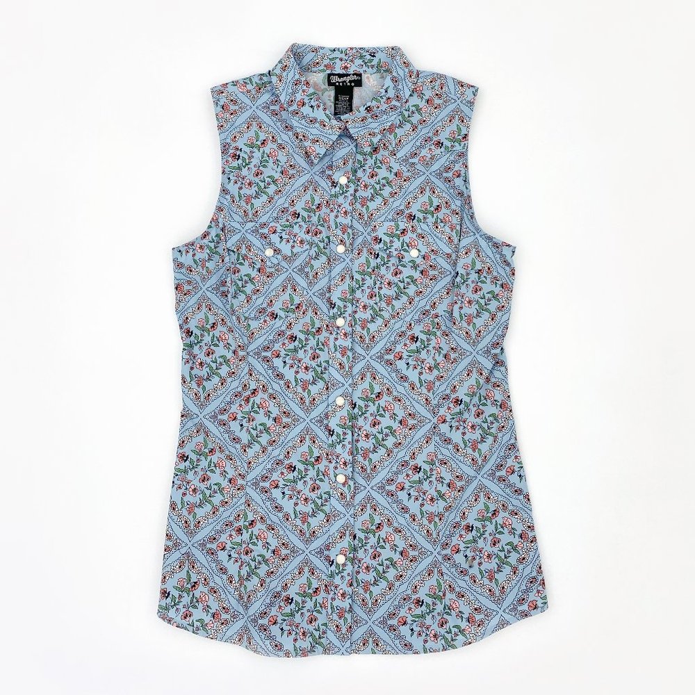 Wrangler | 100% Cotton Floral Paisley Print Woven Western Snap Top | NWOT - Picture 1 of 11